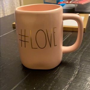 Rae Dunn pink #love mug gold letters